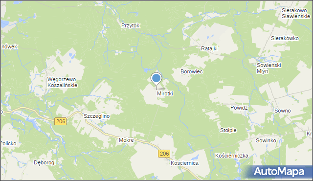 mapa Mirotki, Mirotki gmina Polanów na mapie Targeo