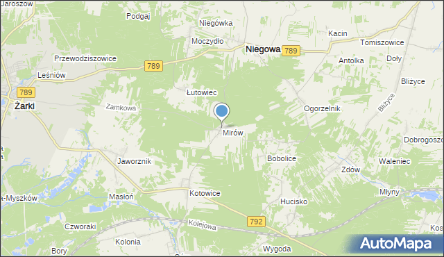 mapa Mirów, Mirów gmina Niegowa na mapie Targeo