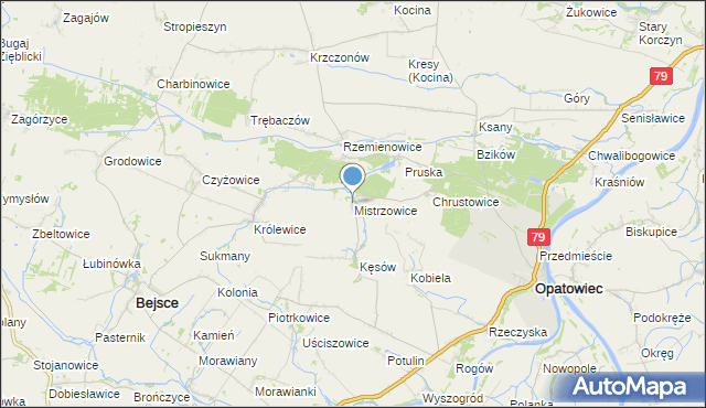 mapa Mistrzowice, Mistrzowice na mapie Targeo