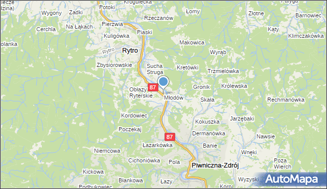 mapa Młodów, Młodów gmina Piwniczna-Zdrój na mapie Targeo