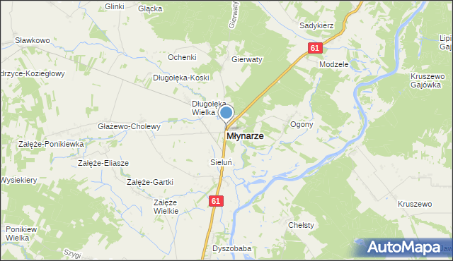 mapa Młynarze, Młynarze powiat makowski na mapie Targeo