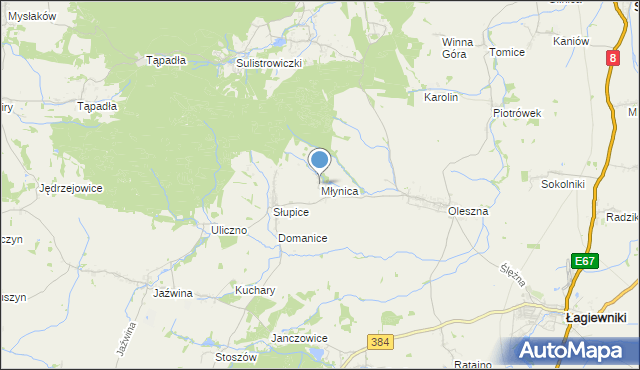 mapa Młynica, Młynica na mapie Targeo