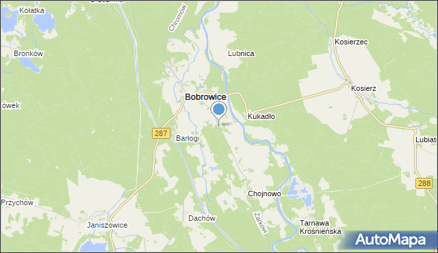 mapa Młyniec, Młyniec gmina Bobrowice na mapie Targeo