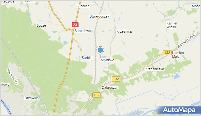 mapa Młyniska, Młyniska gmina Dębno na mapie Targeo