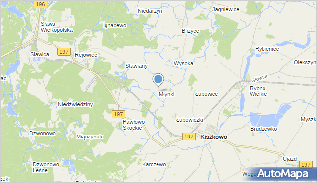 mapa Młynki, Młynki gmina Skoki na mapie Targeo