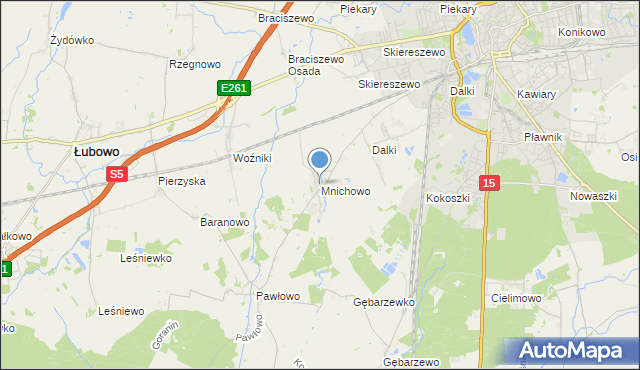mapa Mnichowo, Mnichowo gmina Gniezno na mapie Targeo
