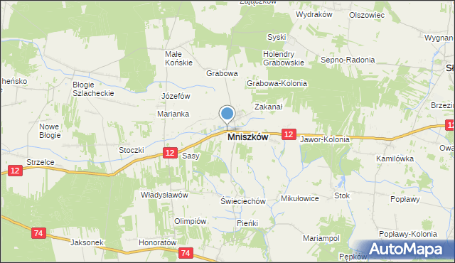 mapa Mniszków, Mniszków powiat opoczyński na mapie Targeo