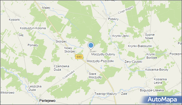 mapa Moczydły-Dubiny, Moczydły-Dubiny na mapie Targeo