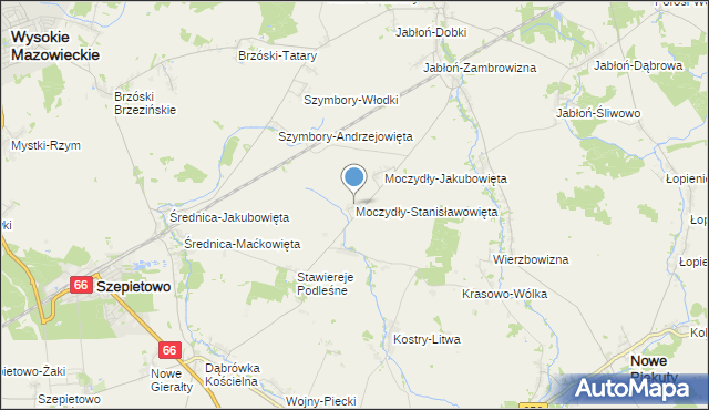 mapa Moczydły-Stanisławowięta, Moczydły-Stanisławowięta na mapie Targeo