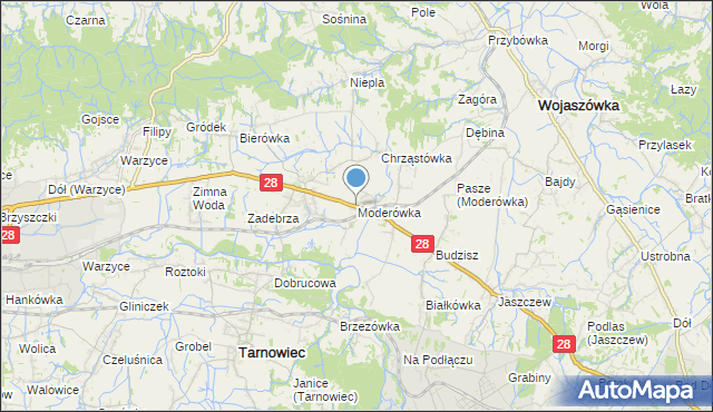 mapa Moderówka, Moderówka na mapie Targeo