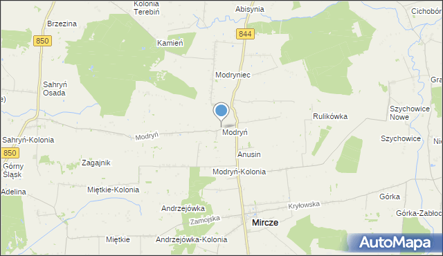 mapa Modryń, Modryń na mapie Targeo