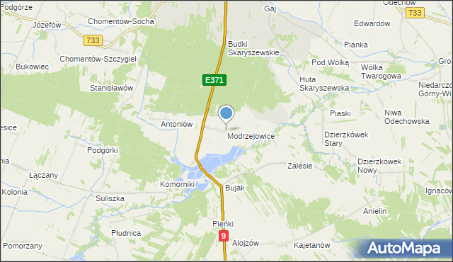 mapa Modrzejowice, Modrzejowice na mapie Targeo