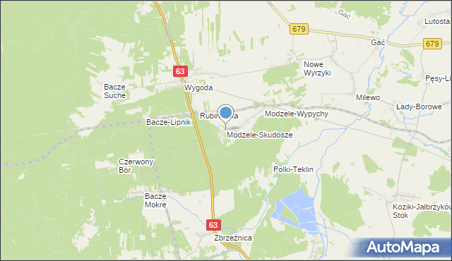 mapa Modzele-Skudosze, Modzele-Skudosze na mapie Targeo