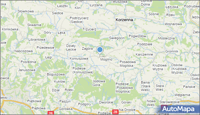 mapa Mogilno, Mogilno gmina Korzenna na mapie Targeo