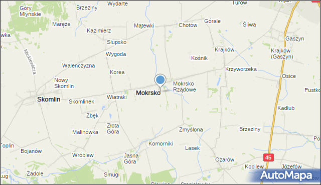 mapa Mokrsko-Osiedle, Mokrsko-Osiedle na mapie Targeo