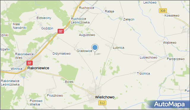mapa Mokrzec, Mokrzec gmina Wielichowo na mapie Targeo