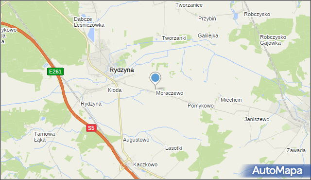 mapa Moraczewo, Moraczewo gmina Rydzyna na mapie Targeo