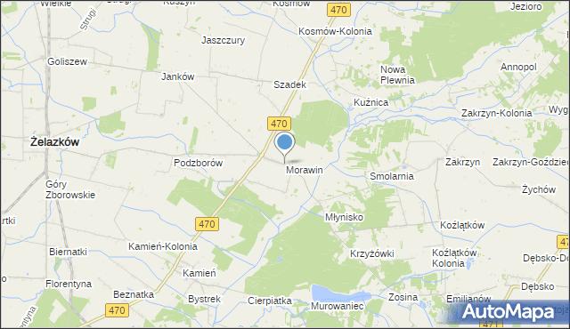 mapa Morawin, Morawin gmina Ceków-Kolonia na mapie Targeo