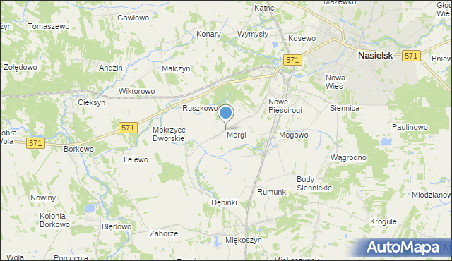 mapa Morgi, Morgi gmina Nasielsk na mapie Targeo