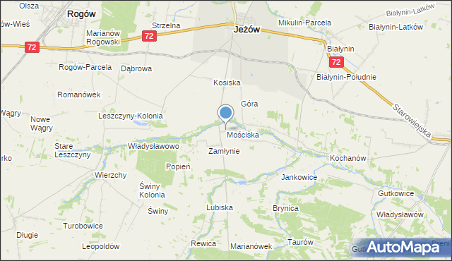 mapa Mościska, Mościska gmina Jeżów na mapie Targeo