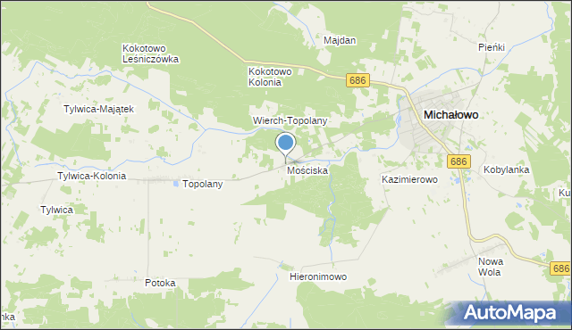 mapa Mościska, Mościska gmina Michałowo na mapie Targeo