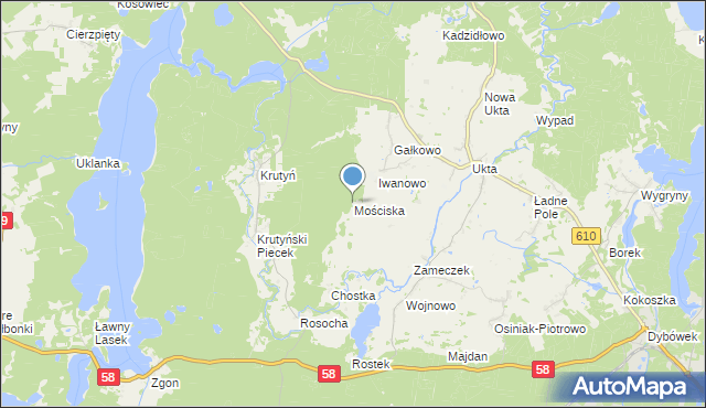 mapa Mościska, Mościska gmina Piecki na mapie Targeo