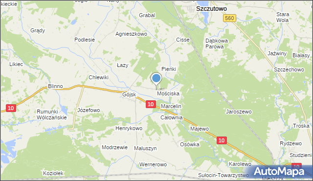 mapa Mościska, Mościska gmina Szczutowo na mapie Targeo