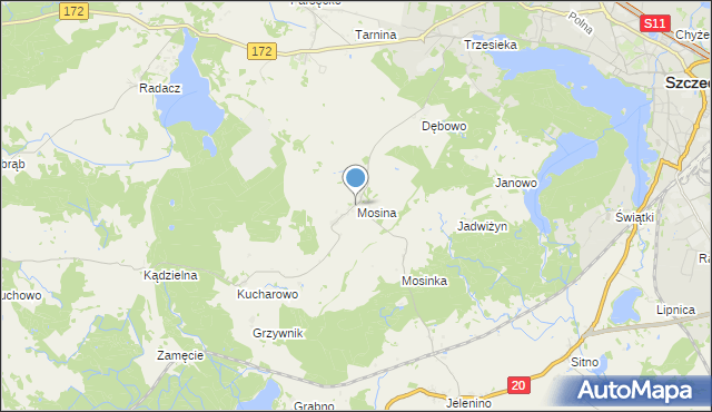mapa Mosina, Mosina gmina Szczecinek na mapie Targeo