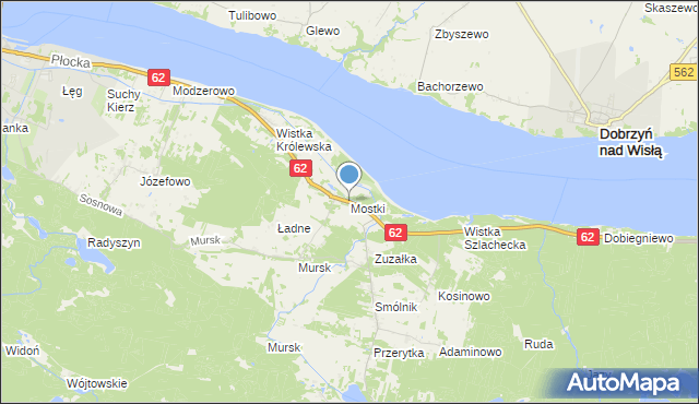 mapa Mostki, Mostki gmina Włocławek na mapie Targeo