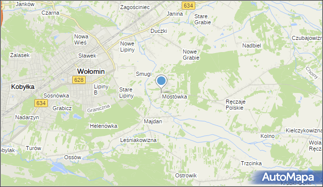 mapa Mostówka, Mostówka gmina Wołomin na mapie Targeo