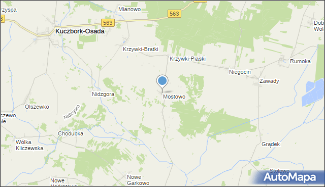 mapa Mostowo, Mostowo gmina Szreńsk na mapie Targeo