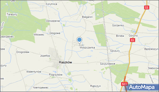 mapa Moszczanka, Moszczanka gmina Raszków na mapie Targeo
