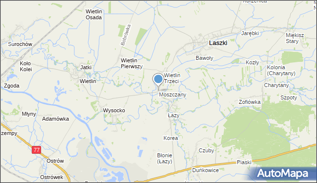 mapa Moszczany, Moszczany na mapie Targeo