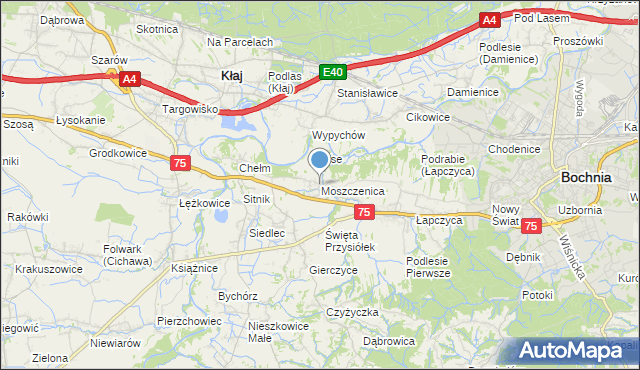 mapa Moszczenica, Moszczenica gmina Bochnia na mapie Targeo