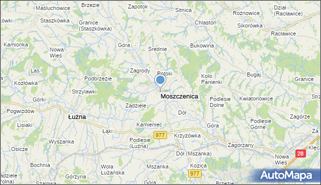 mapa Moszczenica, Moszczenica powiat gorlicki na mapie Targeo