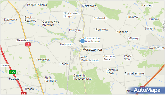 mapa Moszczenica, Moszczenica powiat piotrkowski na mapie Targeo