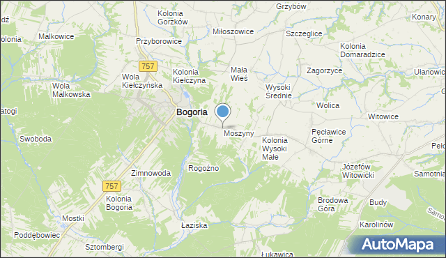 mapa Moszyny, Moszyny na mapie Targeo