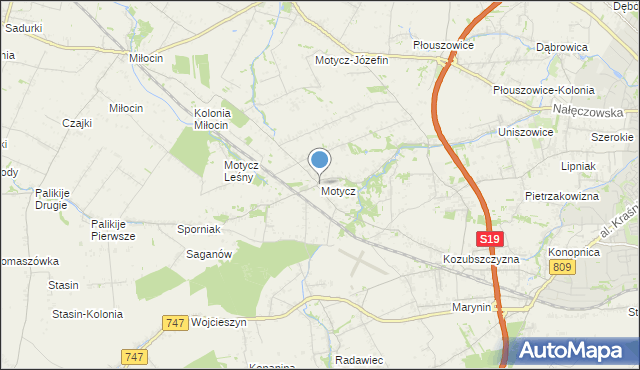 mapa Motycz, Motycz na mapie Targeo