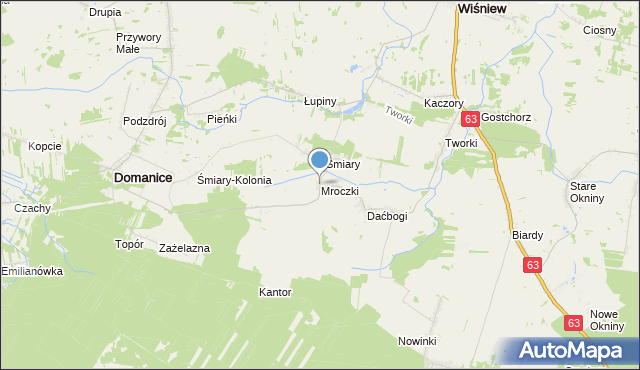 mapa Mroczki, Mroczki gmina Wiśniew na mapie Targeo