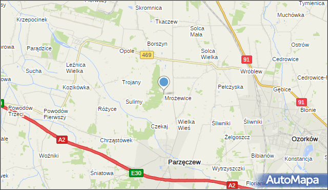 mapa Mrożewice, Mrożewice na mapie Targeo