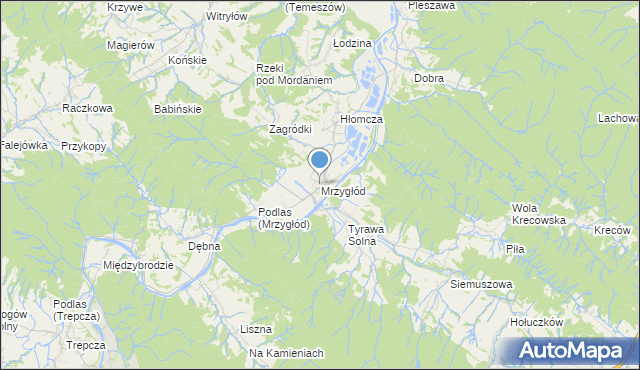 mapa Mrzygłód, Mrzygłód gmina Sanok na mapie Targeo