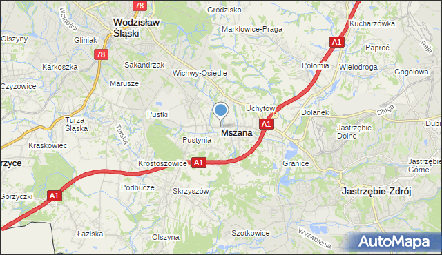 mapa Mszana, Mszana powiat wodzisławski na mapie Targeo