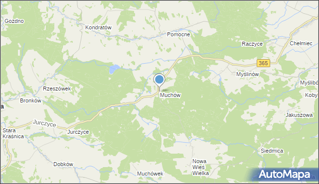 mapa Muchów, Muchów na mapie Targeo