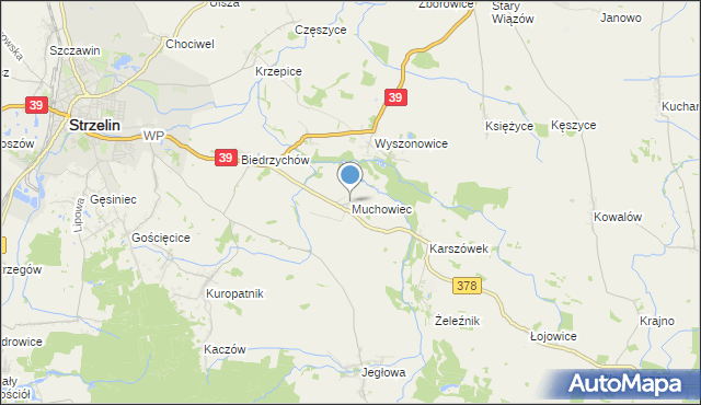 mapa Muchowiec, Muchowiec na mapie Targeo