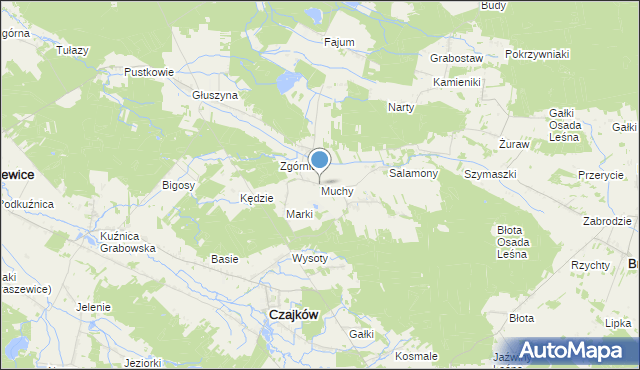 mapa Muchy, Muchy gmina Czajków na mapie Targeo