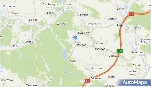 mapa Mzurowa, Mzurowa na mapie Targeo