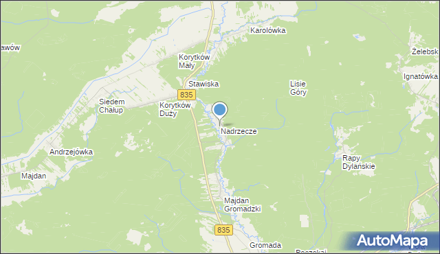 mapa Nadrzecze, Nadrzecze gmina Biłgoraj na mapie Targeo