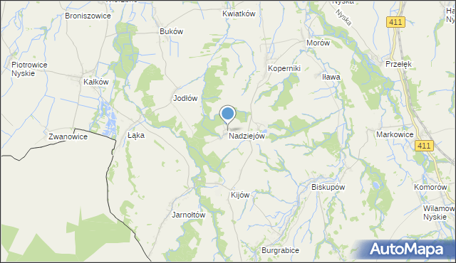 mapa Nadziejów, Nadziejów gmina Otmuchów na mapie Targeo