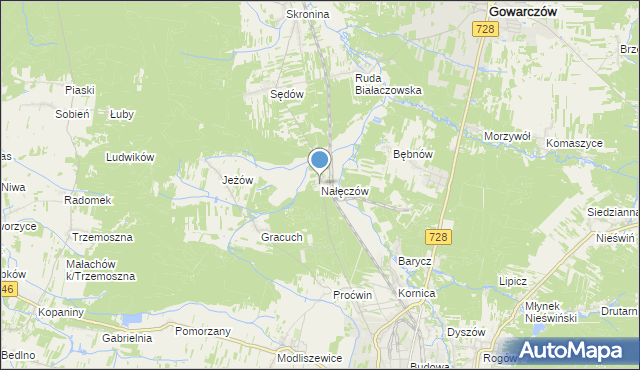 mapa Nałęczów, Nałęczów gmina Końskie na mapie Targeo