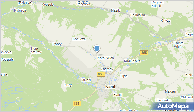 mapa Narol-Wieś, Narol-Wieś na mapie Targeo